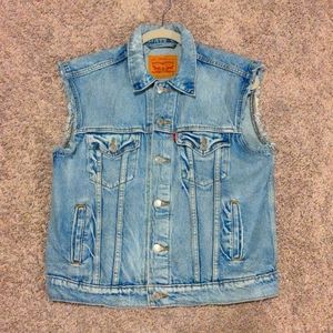 Levi's Blue Denim Jacket Vest Unisex Fits Like Men's Small SEE MEASUREMENTS